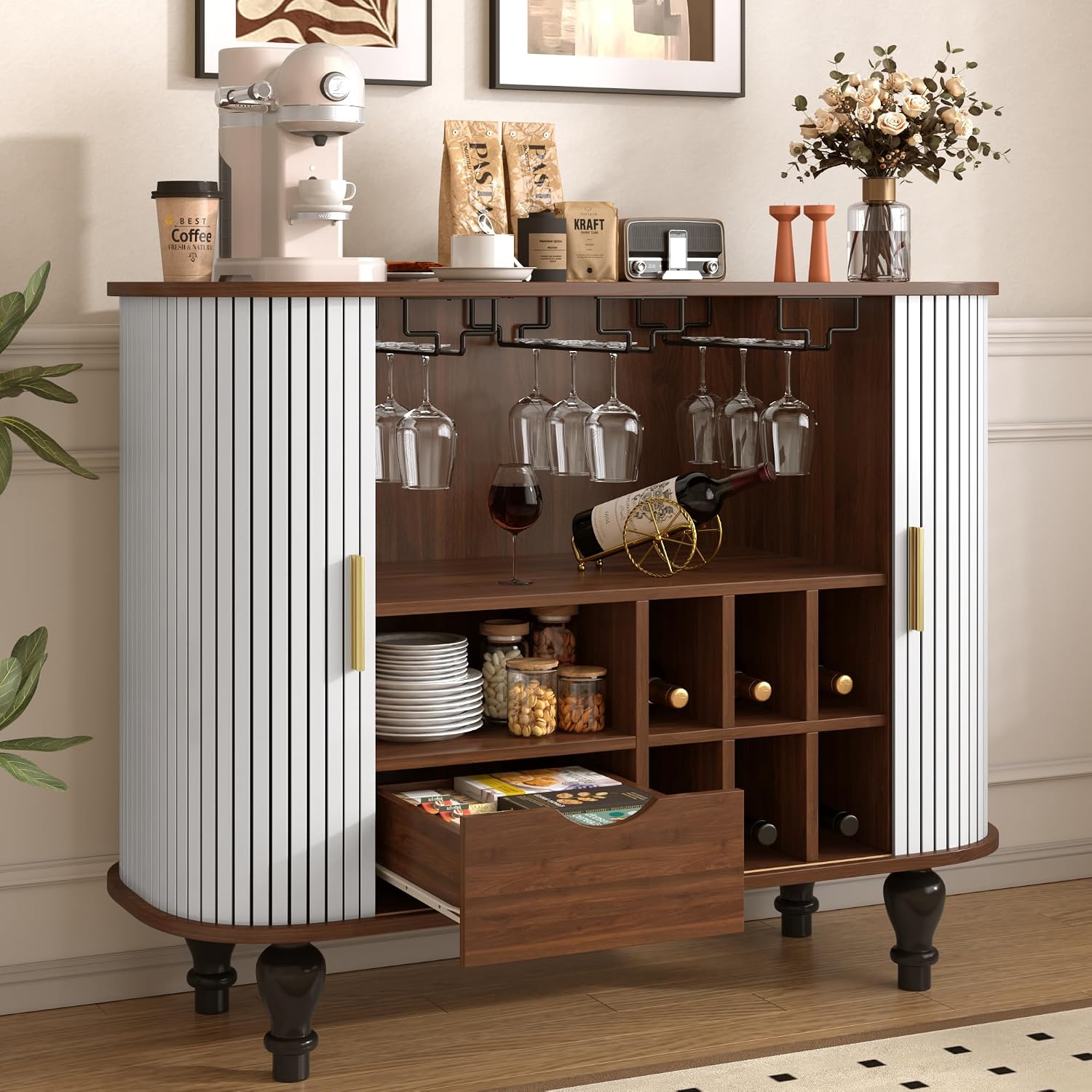 Белый барный шкаф с 6 полками  – обзор и цена Home Bar And Cabinet
